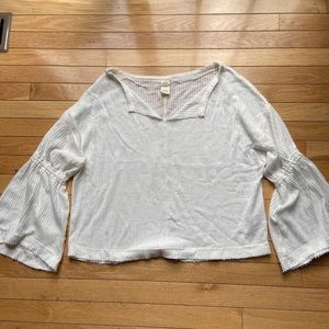 Free People White Flowy Shirt